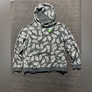 Nike Black and White Logo Hoodie with Green Accent